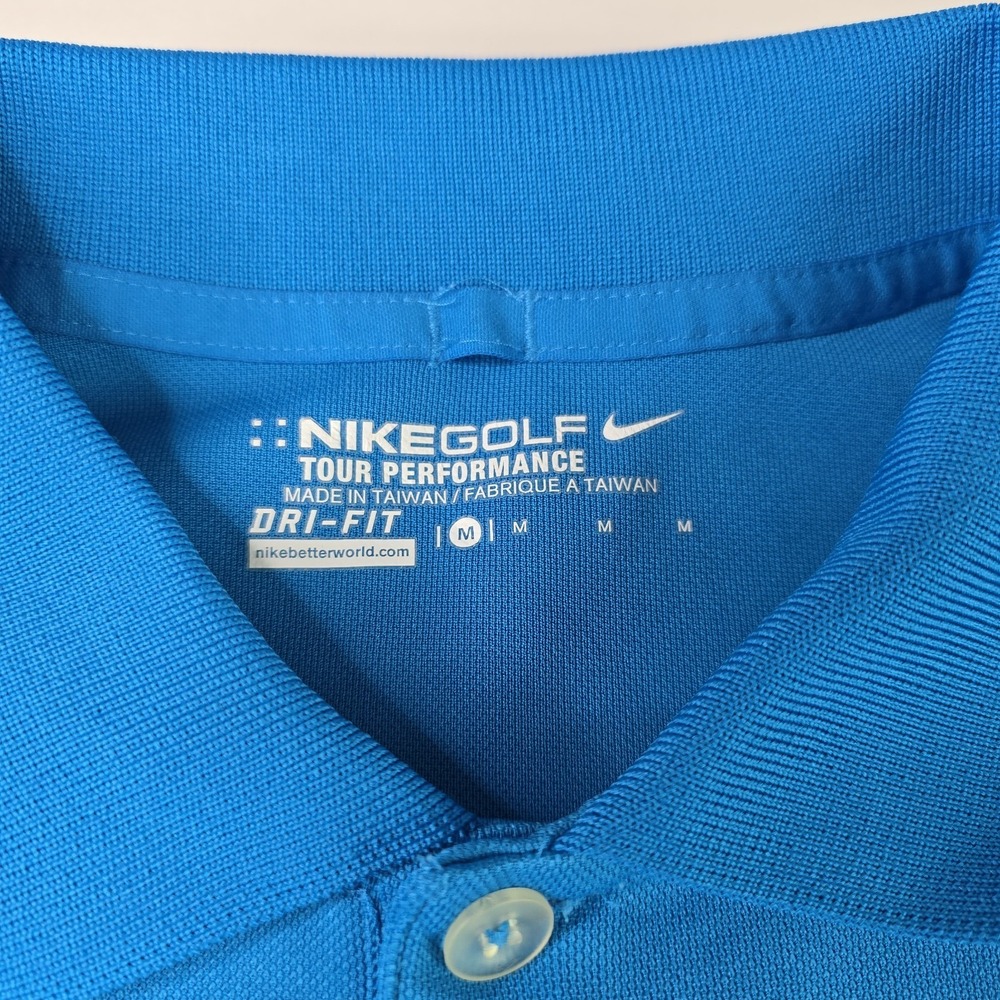 Nike Golf Mens Medium Dri-Fit Polo Shirt Blue Graphic Tour Performance Polyester - Picture 3 of 10